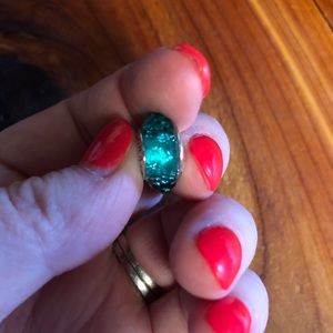 Authentic Pandora faceted shimmery teal murano charm